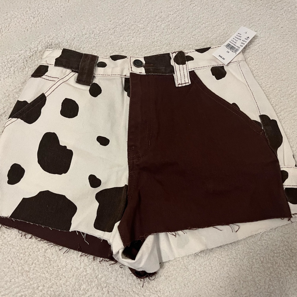 PacSun Cow Print Carpenter Shorts NWT